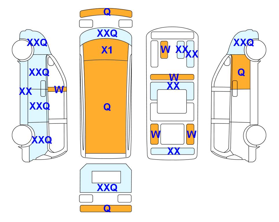 Схема состояния кузова Lotte для Hyundai STARIA (D) 2.2 Cargo 3-Seater Smart
