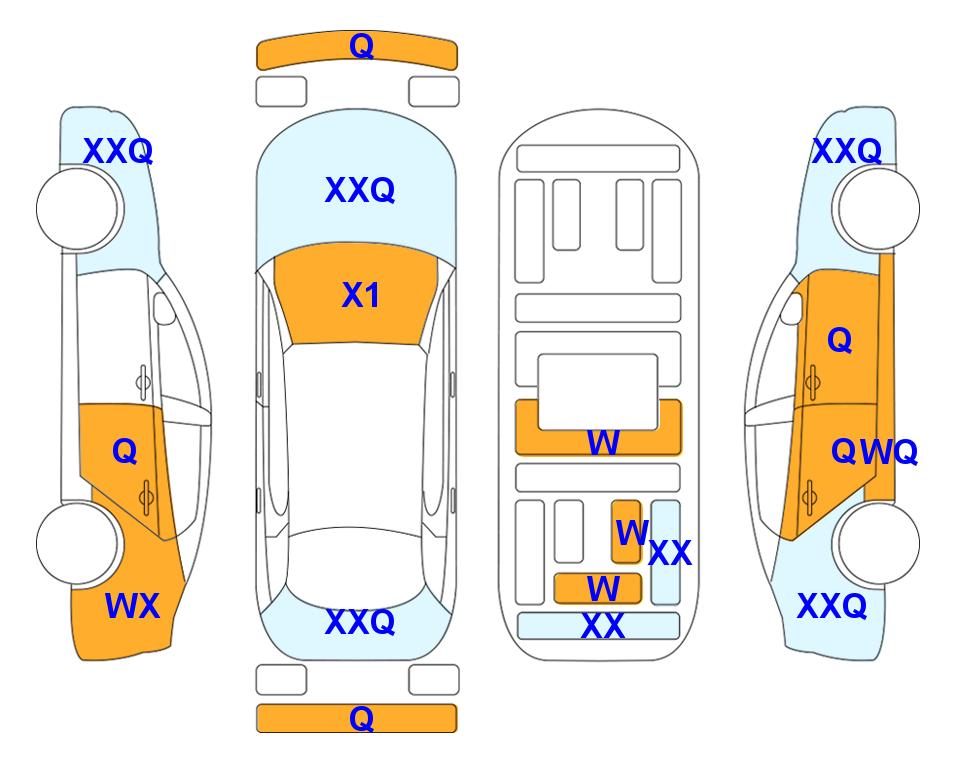 Схема состояния кузова Lotte для KIA THE NEW K3 (G) 1.6 Trendy