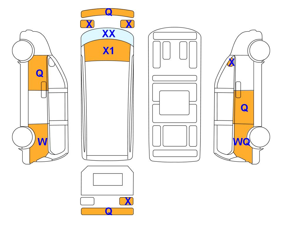 Схема состояния кузова Lotte для Hyundai STARIA (D) 2.2 Cargo 3-Seater Modern