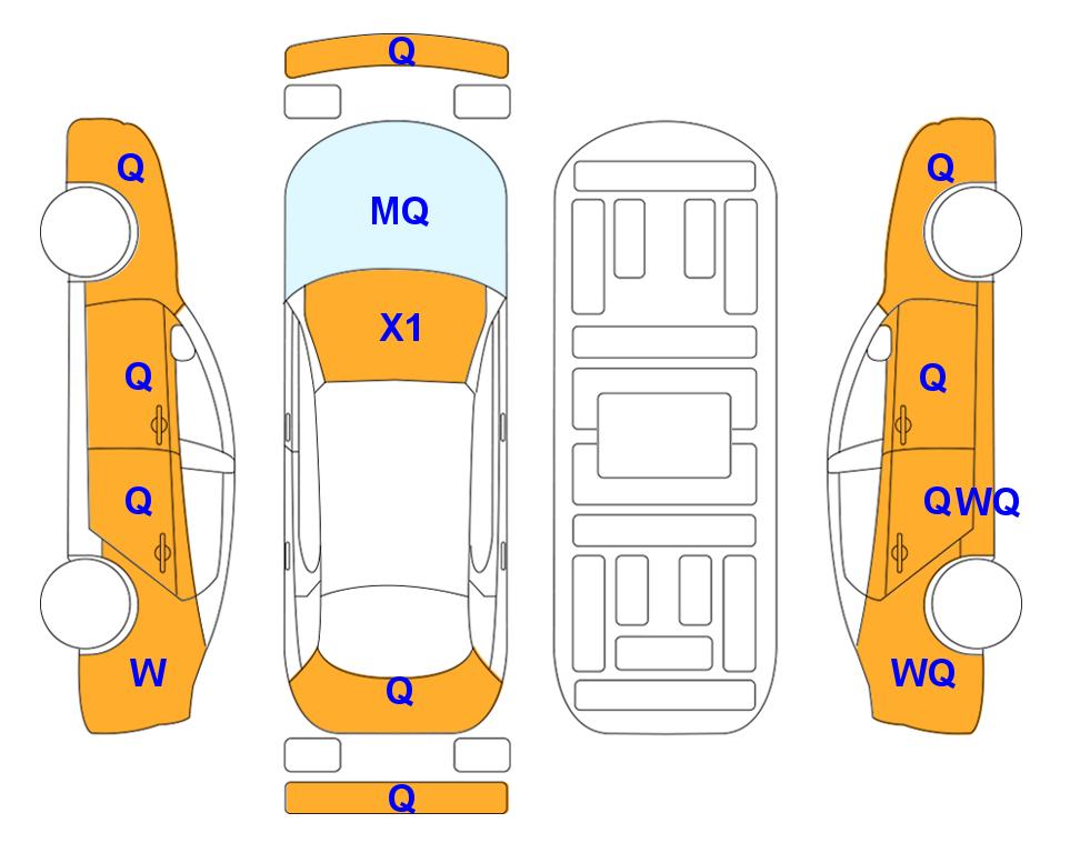Схема состояния кузова Lotte для KIA THE NEW RAY (G) 1.0 VAN Prestige Special