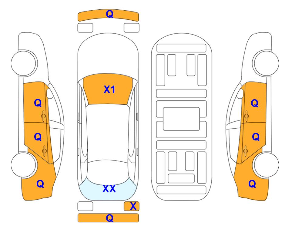 Схема состояния кузова Lotte для Mercedes-Benz BENZ NEW E250 EXCLUSIVE (G) 2.0