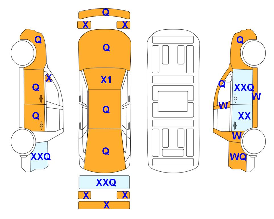Схема состояния кузова Lotte для KGM / SsangYong REXTON SPORTS (D)2.2 Wild 4WD AT