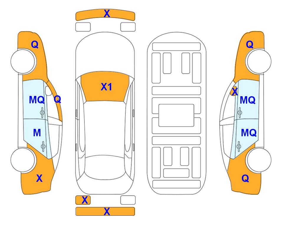 Схема состояния кузова Lotte для Tesla TESLA MODEL 3 (E) STANDARD RANGE PLUS