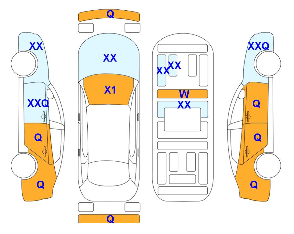 Схема состояния кузова Lotte для Hyundai THE NEW GRANDEUR (L) 3.0 Rental Car Modern