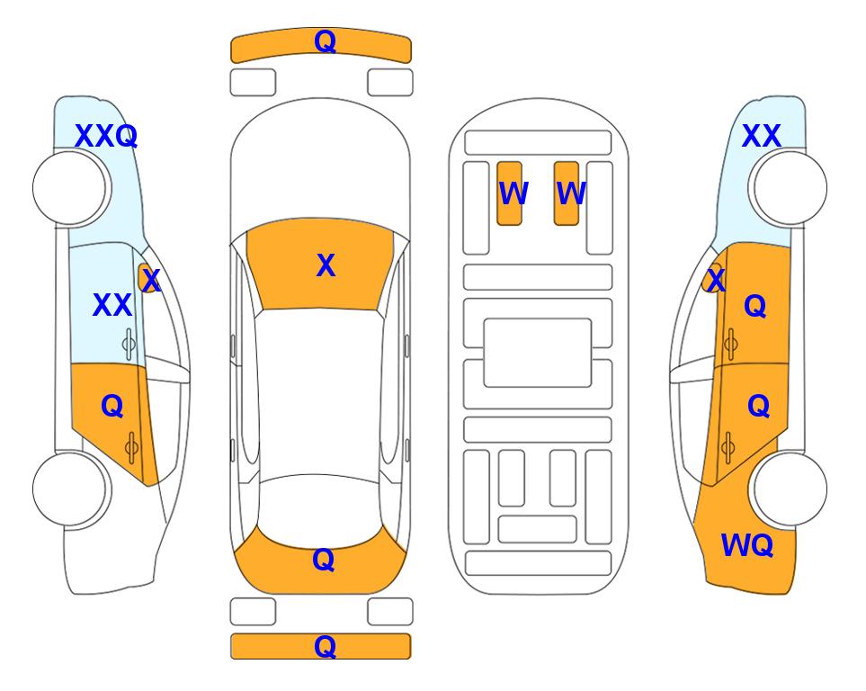 Схема состояния кузова Lotte для KIA SPORTAGE NQ5 (D) 2.0 Prestige