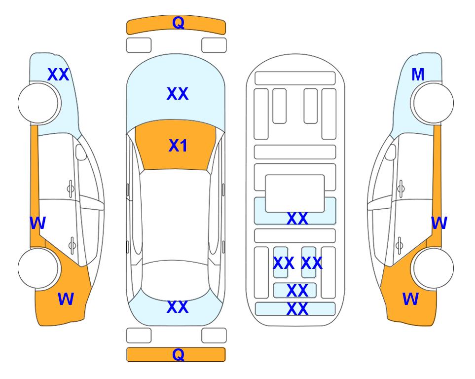 Схема состояния кузова Lotte для Genesis GV80 (G)2.5T 22"/SDS2 7-Seater 2WD AT