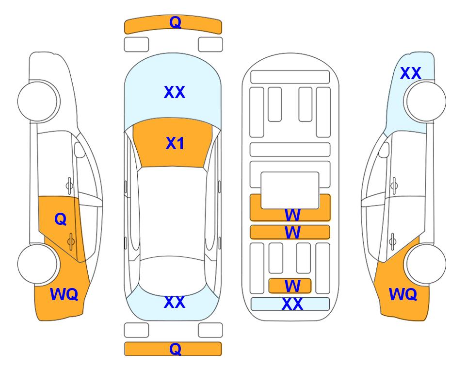 Схема состояния кузова Lotte для Hyundai THE NEW GRANDEUR (H) 2.4 Le Blanc