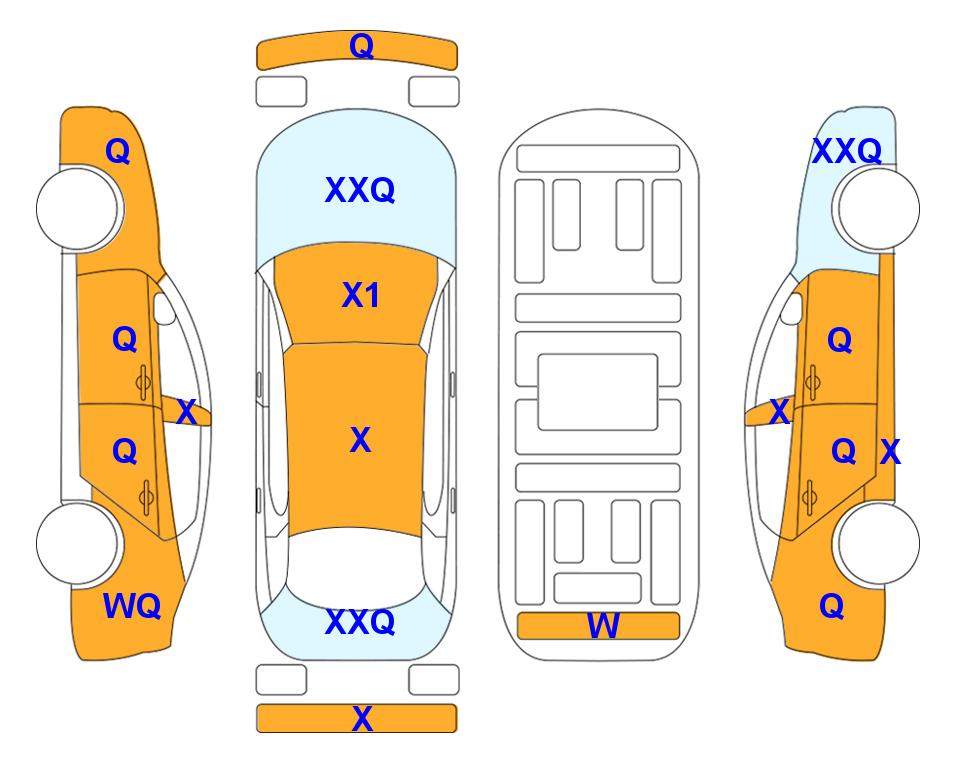 Схема состояния кузова Lotte для Hyundai SONATA DN8 (L) 2.0 Premium Rental Car