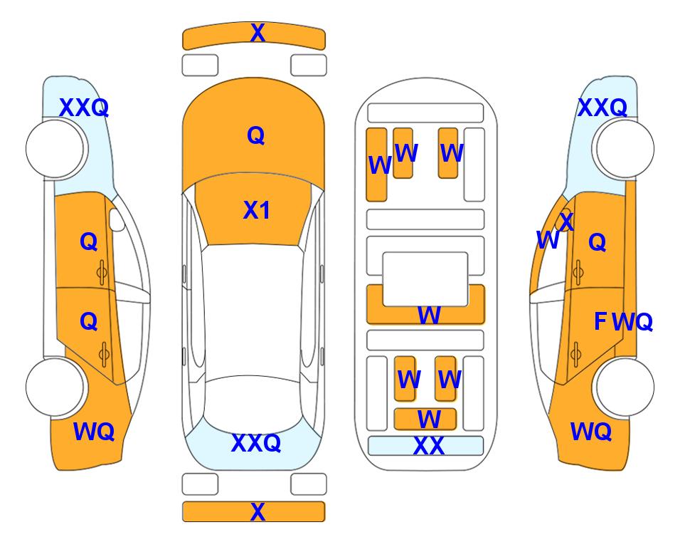 Схема состояния кузова Lotte для KIA K3 SMARTSTREAM (G) 1.6 Luxury
