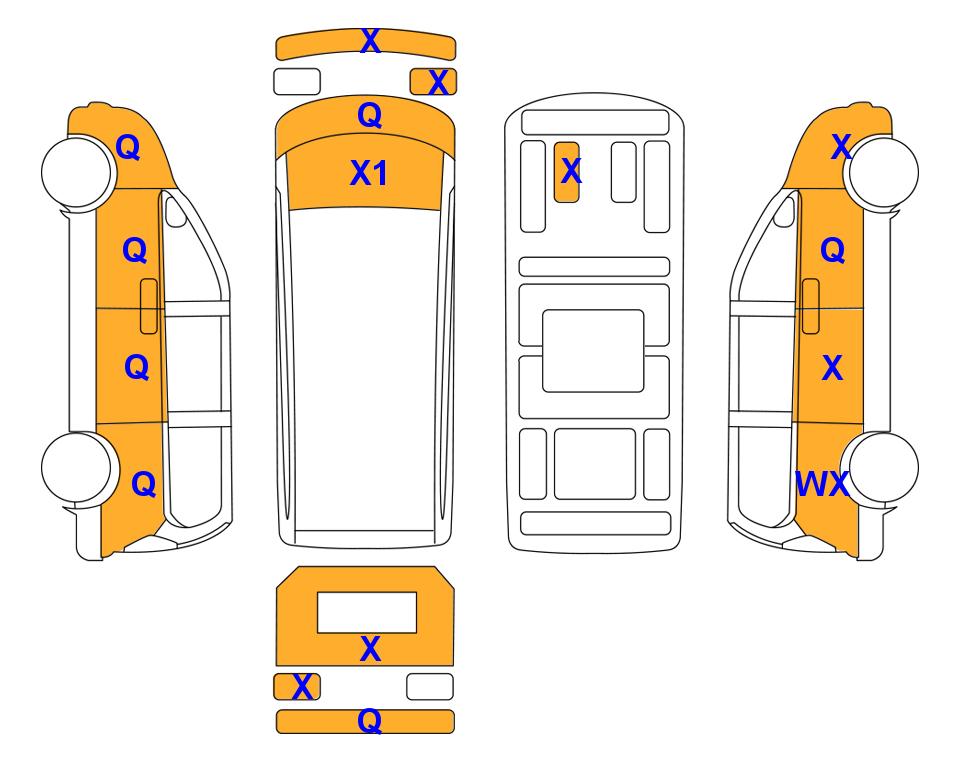 Схема состояния кузова Lotte для Hyundai THE NEW GRAND STAREX(D)2.5 Van Smart 5-Seater