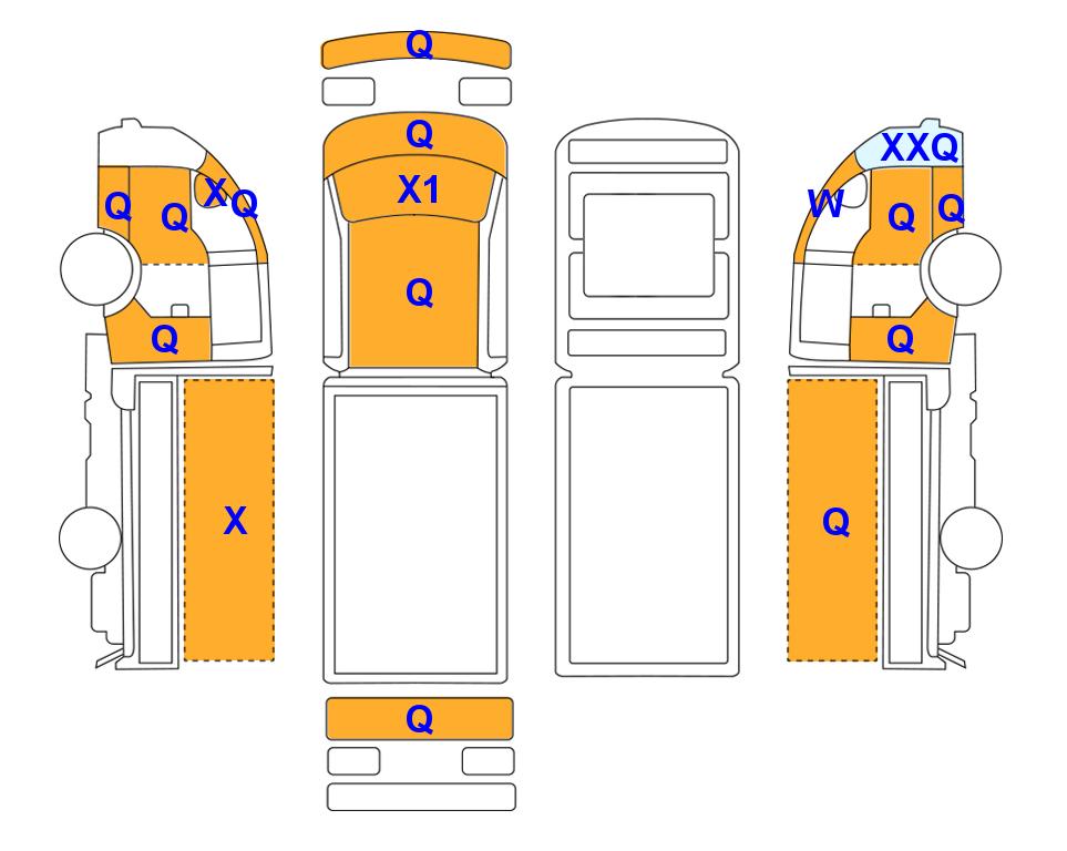 Схема состояния кузова Lotte для Hyundai PORTER Ⅱ(D)2.5 Special Purpose Refrigerated Box Truck Extra Long Wheelbase Super Cab Smart Twin