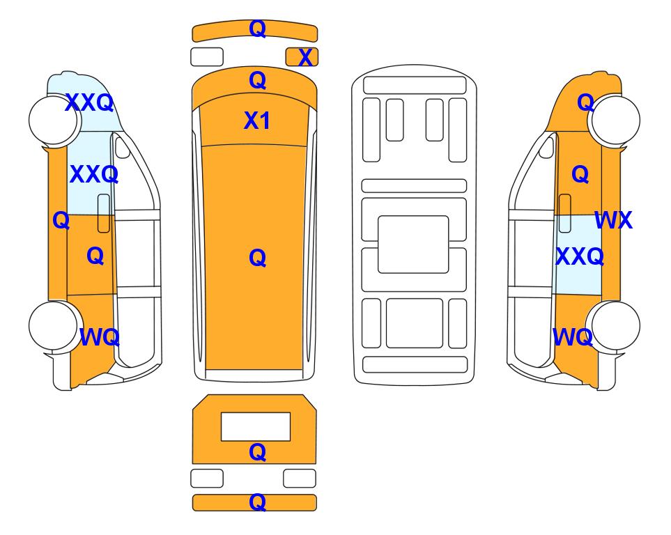 Схема состояния кузова Lotte для Hyundai THE NEW GRAND STAREX(D)2.5 Wagon Smart 12-Seater