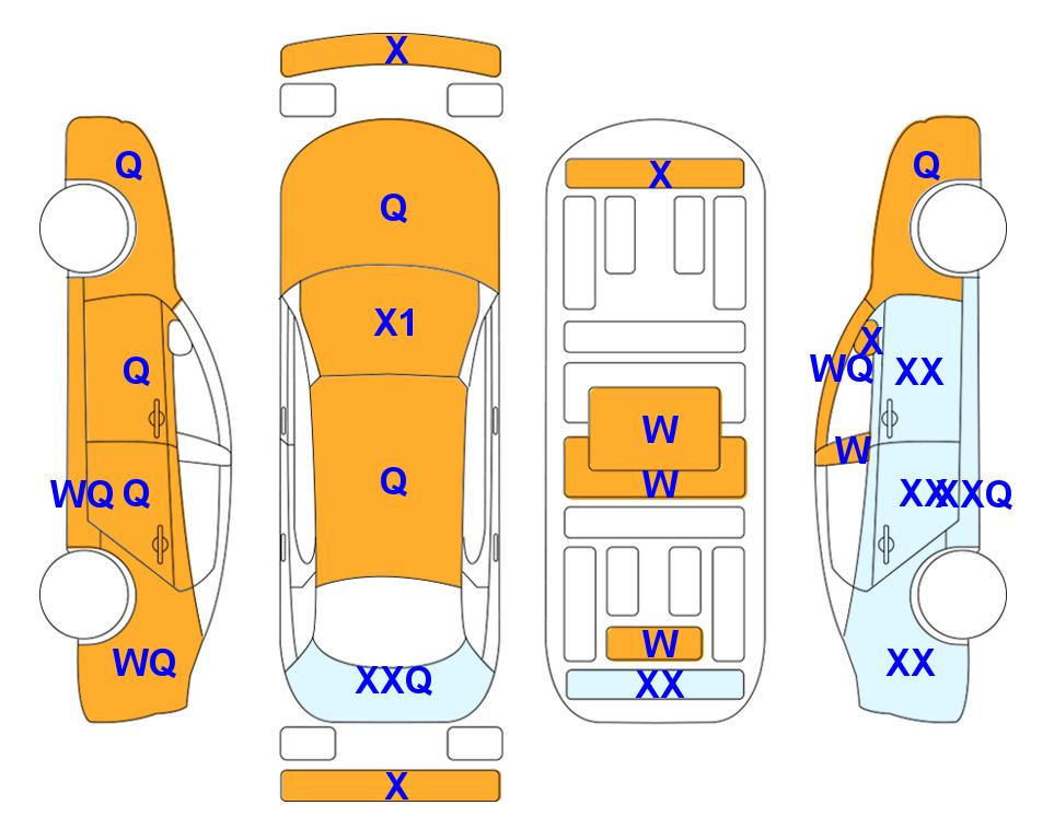 Схема состояния кузова Lotte для KIA MORNING URBAN (G) 1.0 VAN