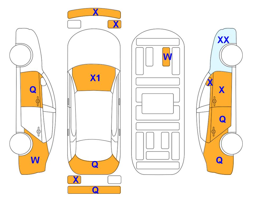 Схема состояния кузова Lotte для KGM / SsangYong 2022 TIVOLI (G) 1.5 V1