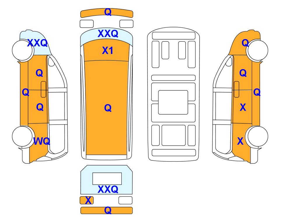 Схема состояния кузова Lotte для Hyundai THE NEW GRAND STAREX(D)2.5 Wagon Smart 12-Seater