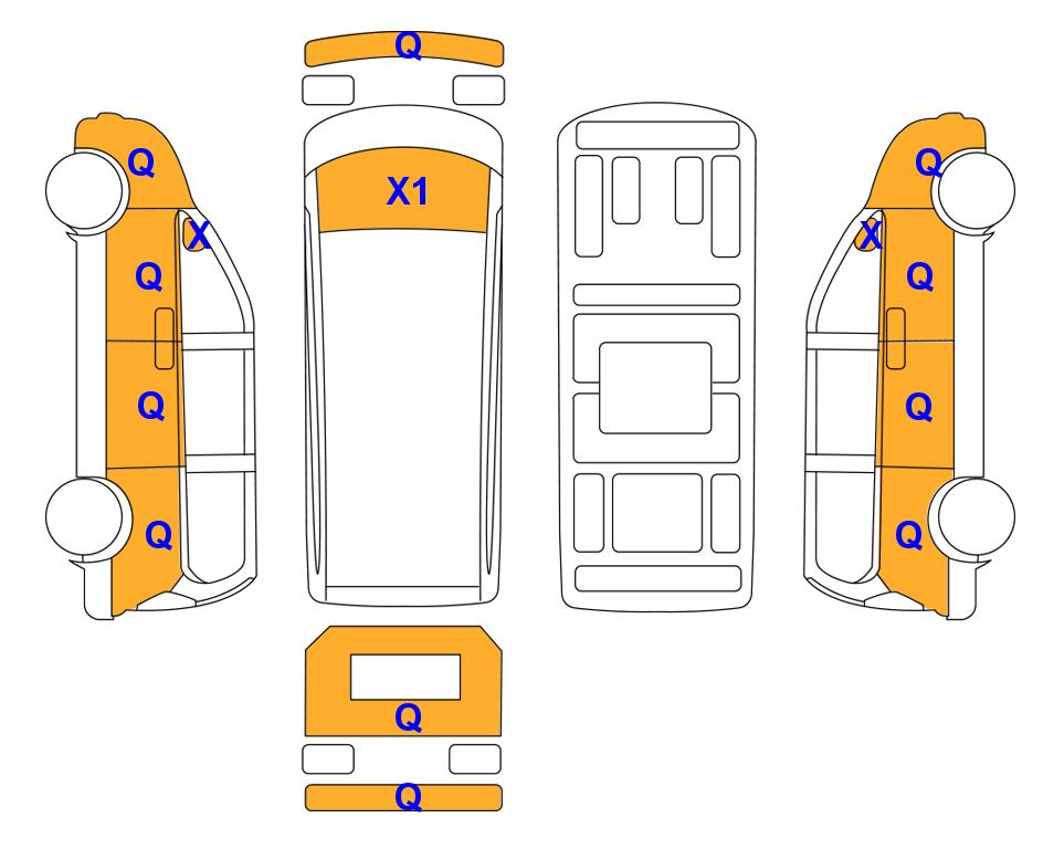 Схема состояния кузова Lotte для Hyundai STARIA (L)3.5 Cargo Modern 3-Seater 2WD AT