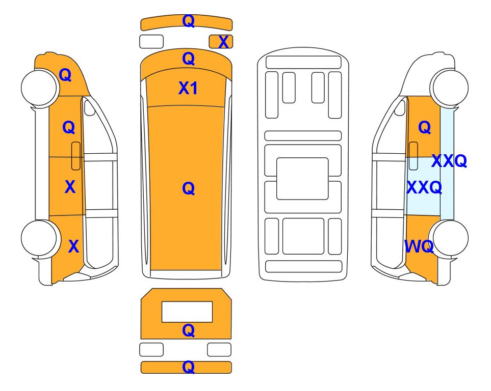 Схема состояния кузова Lotte для Hyundai THE NEW GRAND STAREX(D)2.5 Wagon Smart 12-Seater