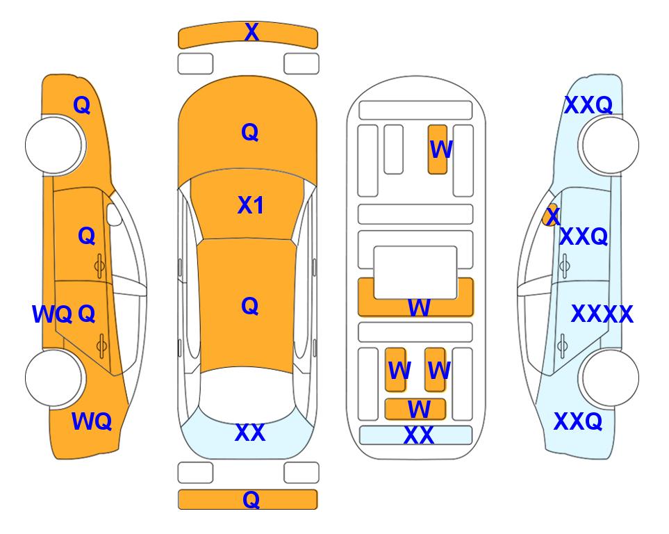Схема состояния кузова Lotte для Hyundai ALL NEW AVANTE (G) 1.6 MODERN