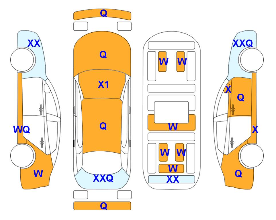 Схема состояния кузова Lotte для KIA THE NEW K3 (G) 1.6 Trendy